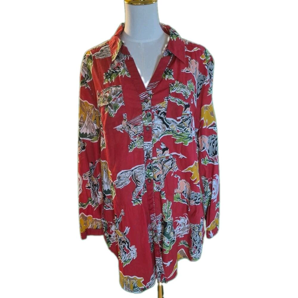 Vintage Tasha Polizzi Collection Western Horse Buffalo Pearl Pocket Rodeo Shirt
